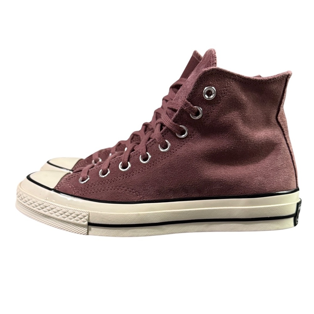 High-Top Suede Sneakers in Mauve Pink - Women's Casual Fashion - Picture 3 of 8